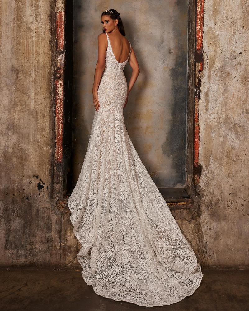 122245 simple lace wedding dress with a fitted mermaid silhouette2